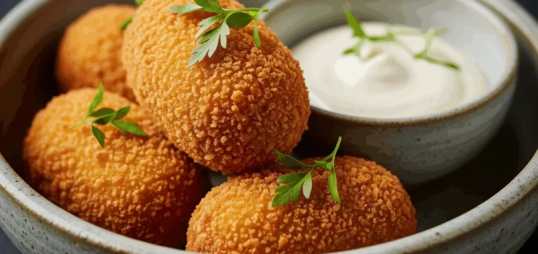 Bolinho de aipim com linguiça