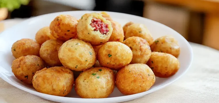 Bolinho de aipim  com linguiça